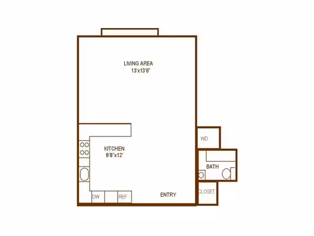 Studio 1 Bath S1 000 floor plan